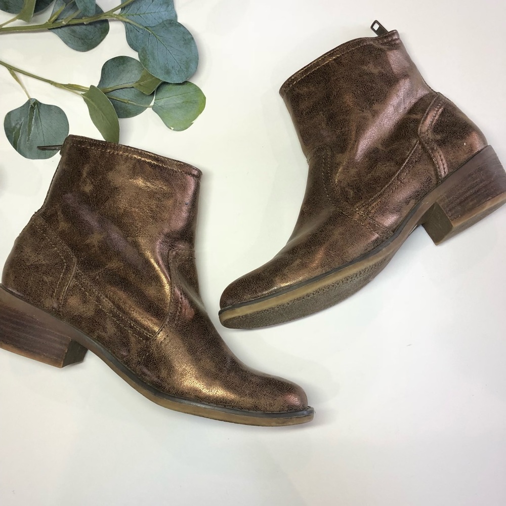 Bare traps brown metallic ankle boots